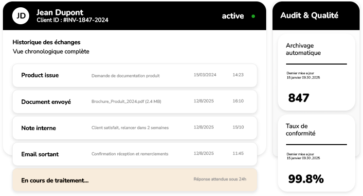 gestion du service client Suivi centralisé et traçabilité complète