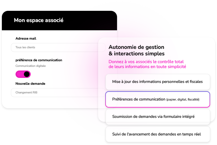 portail associé Autonomie de gestion & interactions simples